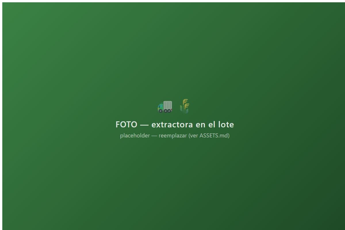 Extractora de silobolsa trabajando en el lote