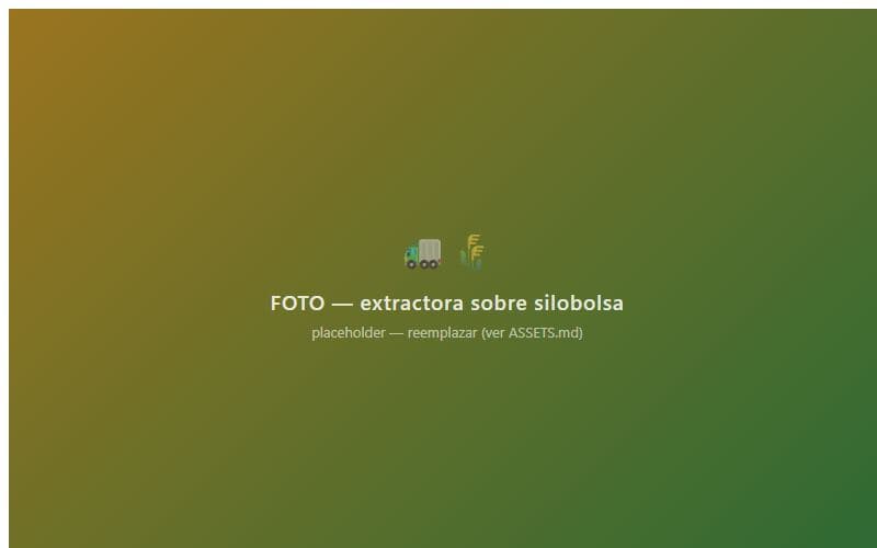 Extractora trabajando sobre un silobolsa